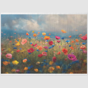 Vibrant Wildflower Impressionist Decoupage Tissue Paper