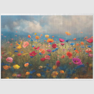 Vibrant Wildflower Impressionist Decoupage Tissue Paper