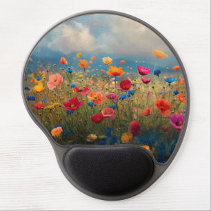 Vibrant Wildflower Impressionist Gel Mouse Pad