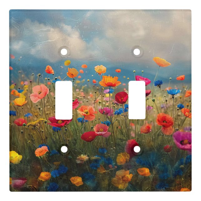 Vibrant Wildflower Impressionist Light Switch Cover (Front)