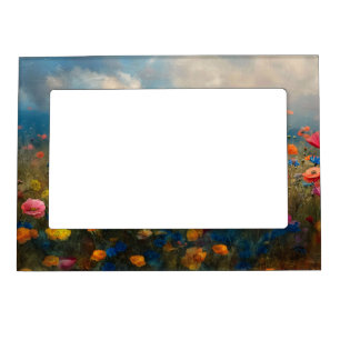 Vibrant Wildflower Impressionist Magnetic Frame