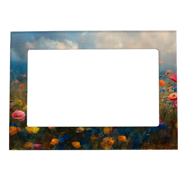 Vibrant Wildflower Impressionist Magnetic Frame (Front)