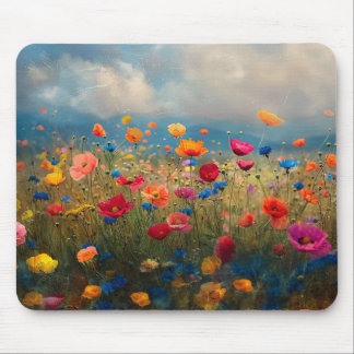 Vibrant Wildflower Impressionist Mouse Pad