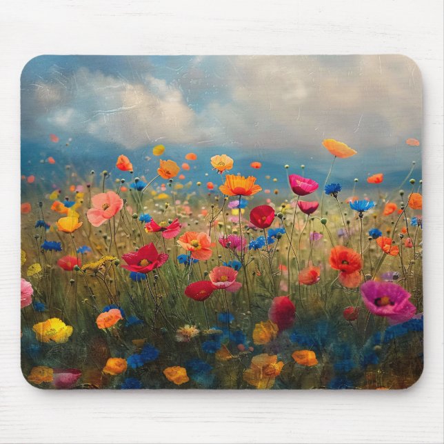Vibrant Wildflower Impressionist Mouse Pad (Front)