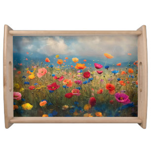 Vibrant Wildflower Impressionist Serving Tray
