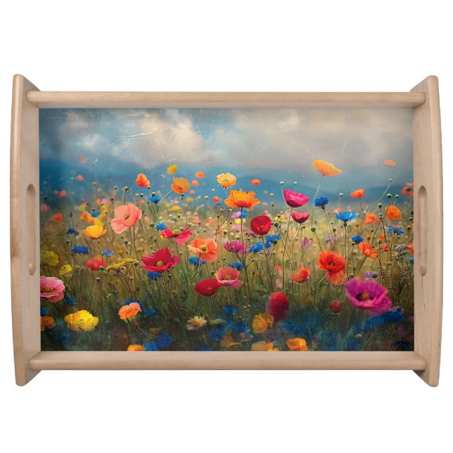 Vibrant Wildflower Impressionist Serving Tray (Front)
