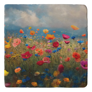 Vibrant Wildflower Impressionist Trivet