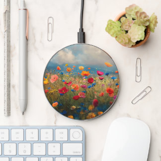 Vibrant Wildflower Impressionist Wireless Charger