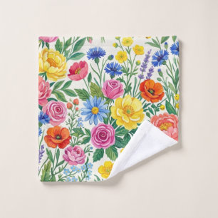 Vibrant Wildflower Meadow Botanical Garden Print Bath Towel Set