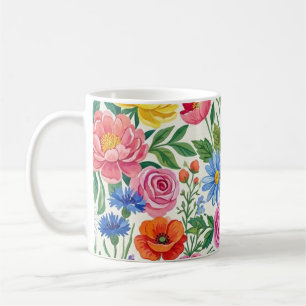 Vibrant Wildflower Meadow Botanical Garden Print Coffee Mug
