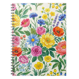 Vibrant Wildflower Meadow Botanical Garden Print Notebook