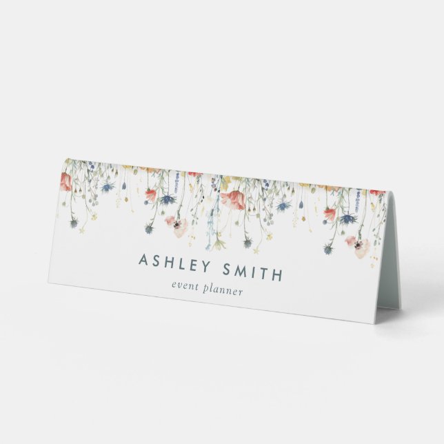 Vibrant Wildflower Name Plate Desk Sign (Front)