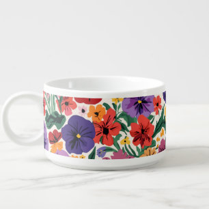 Vibrant Wildflower Pansy Botanical Pattern Bowl