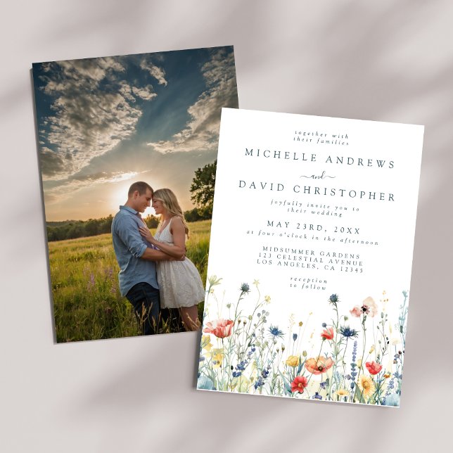 Vibrant Wildflower Photo Wedding Invitation (Creator Uploaded)