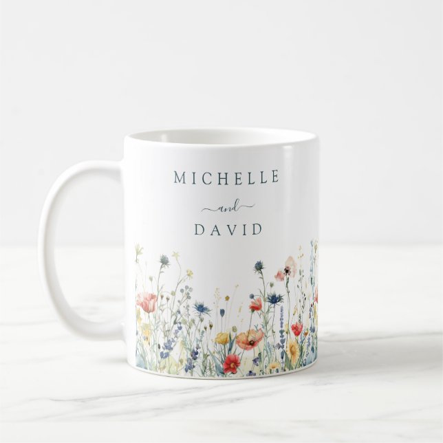 Vibrant Wildflower Wedding Coffee Mug (Left)