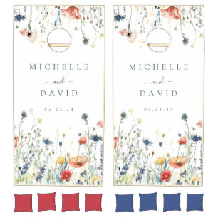 Vibrant Wildflower Wedding Cornhole Set