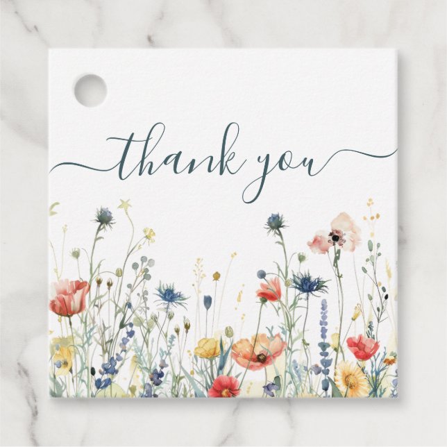 Vibrant Wildflower Wedding Favor Tags (Front)