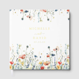 Vibrant Wildflower Wedding Foil Guest Book