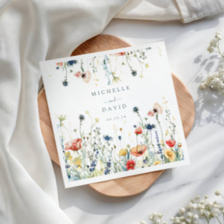 Vibrant Wildflower Wedding Napkins