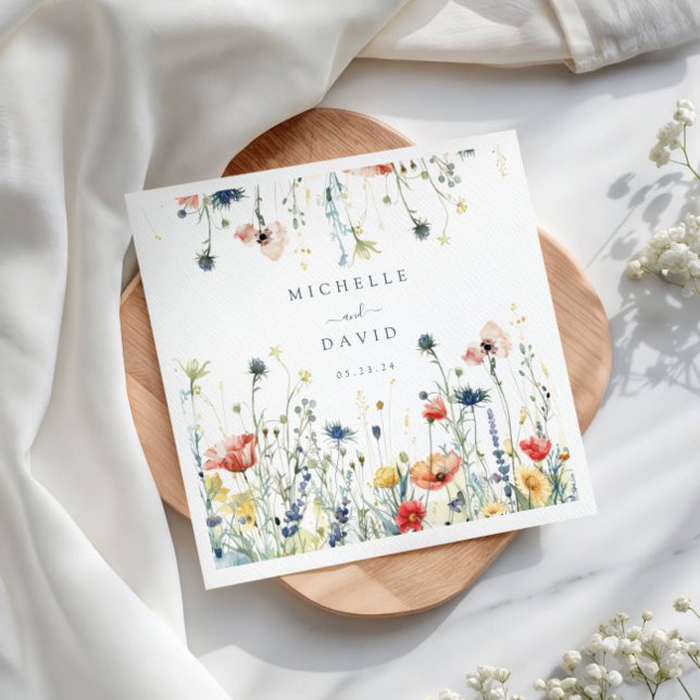 Vibrant Wildflower Wedding Napkins (Creator Uploaded)