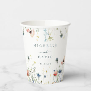 Vibrant Wildflower Wedding Paper Cups