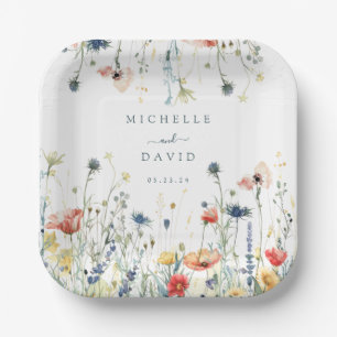 Vibrant Wildflower Wedding Paper Plates