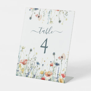 Vibrant Wildflower Wedding Pedestal Sign