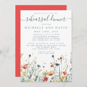 Vibrant Wildflower Wedding Rehearsal Dinner Invitation