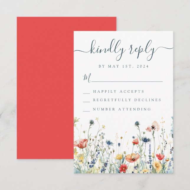 Vibrant Wildflower Wedding RSVP Card (Front/Back)