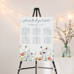 Vibrant Wildflower Wedding Seating Chart Foam Board