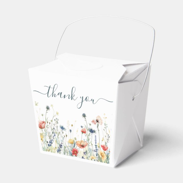 Vibrant Wildflower Wedding Thank You Favor Boxes (Front Side)