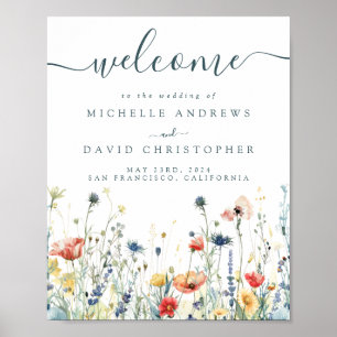 Vibrant Wildflower Wedding Welcome Poster