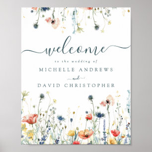 Vibrant Wildflower Wedding Welcome Poster