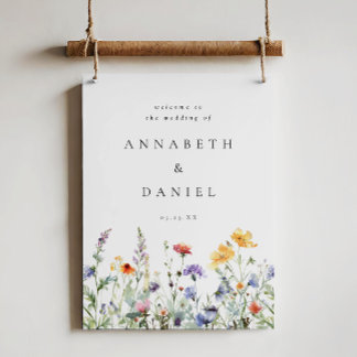 Vibrant Wildflower Wedding Welcome Sign