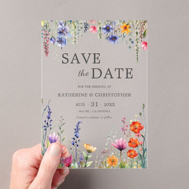 Vibrant Wildflowers Elegant Wedding Save the Date (Insitu (Handheld))