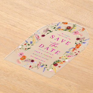 Vibrant Wildflowers Frosted Wedding Save The Date