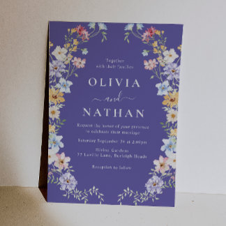 Vibrant Wildflowers Modern Wedding Invitation
