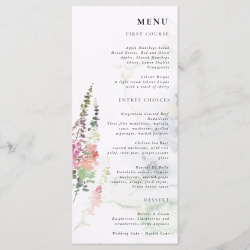 Vibrant Wildflowers Pink Violet Yellow Menu