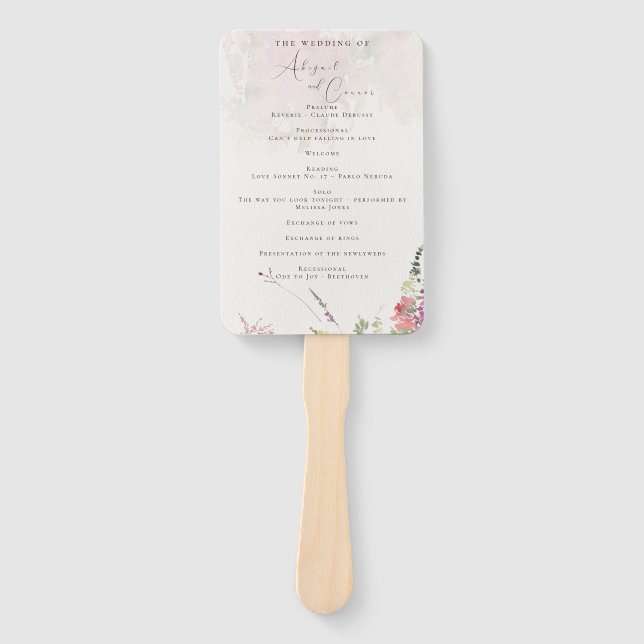 Vibrant Wildflowers Pink Violet Yellow Program Hand Fan (Front)