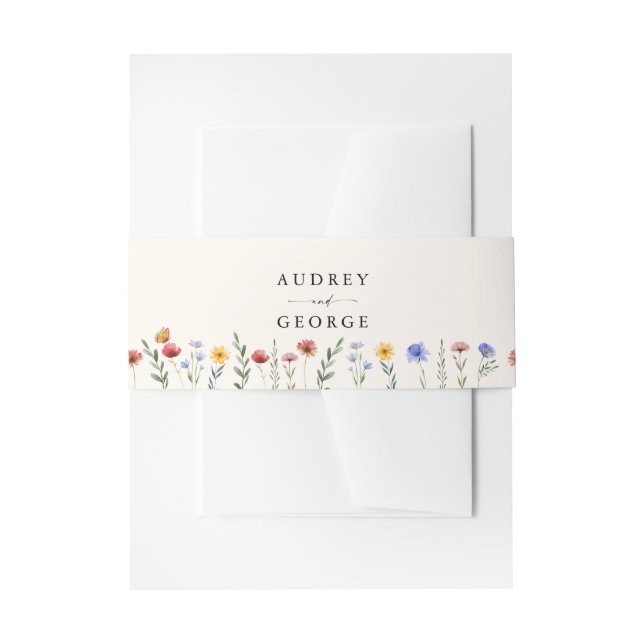 Vibrant Wildflowers Wedding Invitation Belly Band (Front Example)