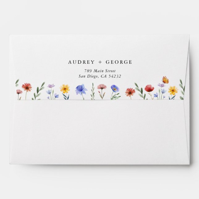Vibrant Wildflowers Wedding Invitation Envelope (Back (Top Flap))
