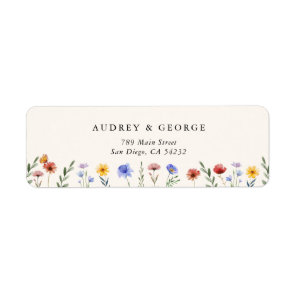 Vibrant Wildflowers Wedding Return Address Label