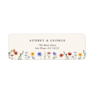 Vibrant Wildflowers Wedding Return Address Label