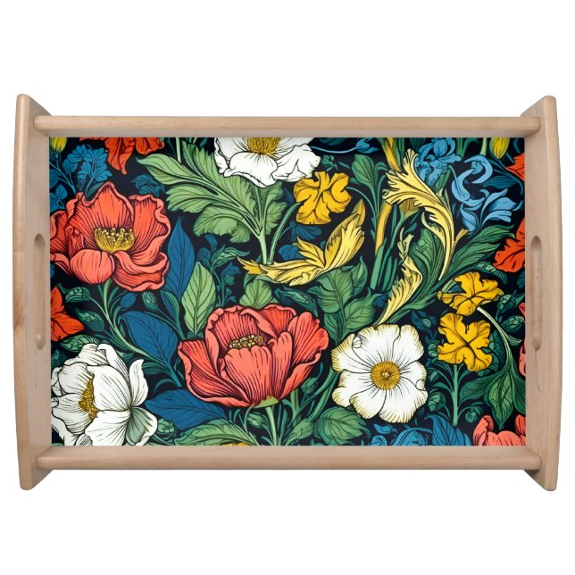  Vibrant William Morris Art Nouveau Floral Serving Tray (Front)