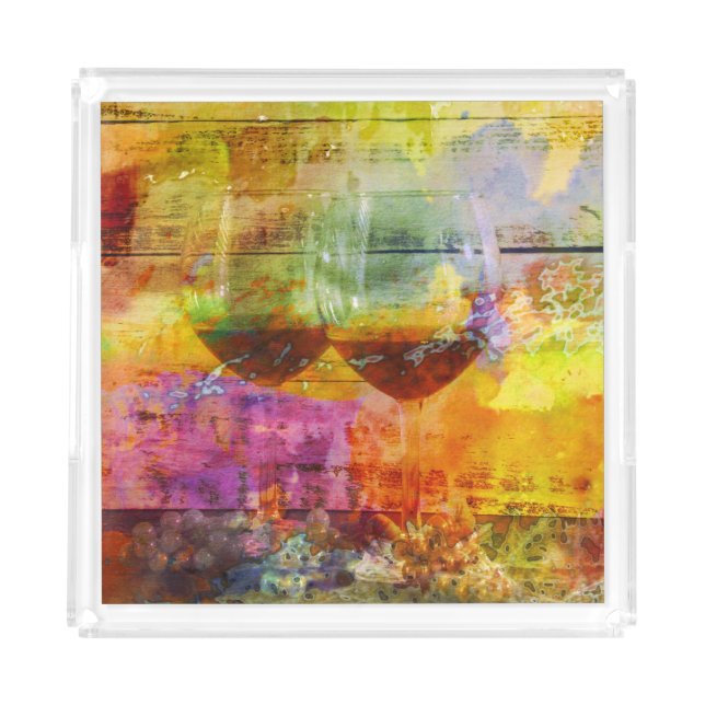 Vibrant Wine Digital Art Acrylic Tray (Front)
