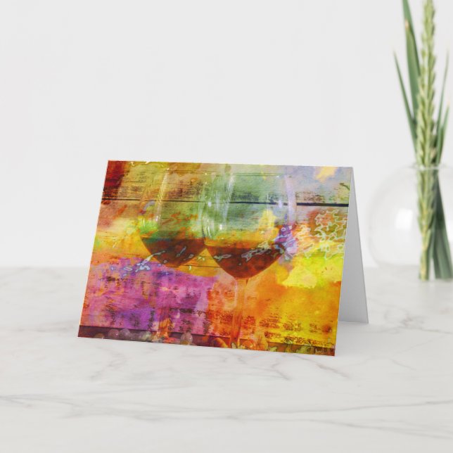 Vibrant Wine Digital Art Greeting Card (Front)