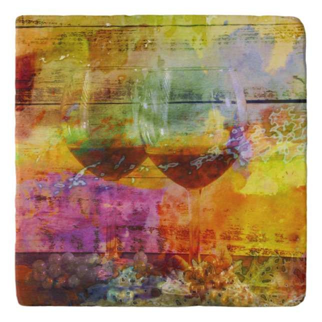 Vibrant Wine Digital Art Trivet (Front)