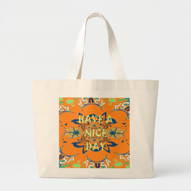 Vibrant Wishes: Have a Nice Day Art Print Design Large Tote Bag (Front)