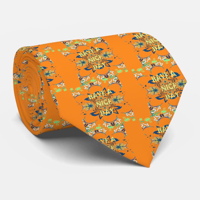 Vibrant Wishes: Have a Nice Day Art Print Design Neck Tie (Rolled)