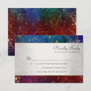 Vibrant Wisps   Dark Jewel Tone Watercolor RSVP Card